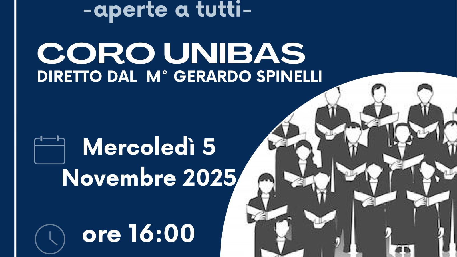 IL 5 NOVEMBRE PROSSIMO AUDIZIONI PER IL CORO DELL'UNIBAS